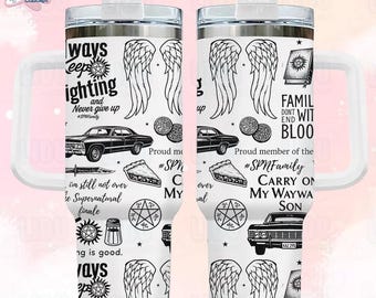 Super Movie Tumbler, Mystery Hunter Tumbler, Movie Cup, SPN Inspired Drinkware, Horror & Fantasy, TV Show, Winchester, Demon Protection Cup