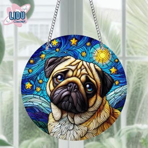 Pug Acrylic Suncatcher, Pug Suncatcher, Pug Lover, Home Decor, Summer, Gift For Pug Lovers