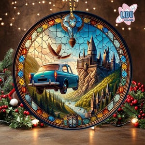 Car Ceramic Ornament, Movie stained glass Ornament, Bookish ornament, Harry Wizard ornament, HP Movie, Home Office Decor, Gifts