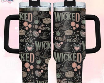 Vaso musical Wick, taza "Cambiado para bien", taza de viaje con encanto de sombrero de bruja, regalo para fans de Broadway, artículos para beber inspirados en el Mago de Oz, taza de película
