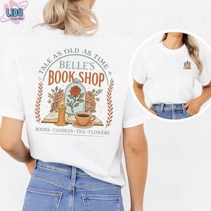 Belle's Book Shop Shirt, Tale As Old As Time Tee, Bookish Aesthetic Shirt, Vintage Book Lover Tee, Cartoon Movie Hoodie, Beauty Movie