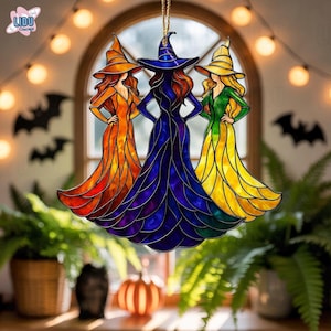 Halloween Witch Sister Acrylic Ornament, Pumpkin Decor, Halloween Gift, Witchy Decoration, Movie Ornament, Witch Movie, witch home decor