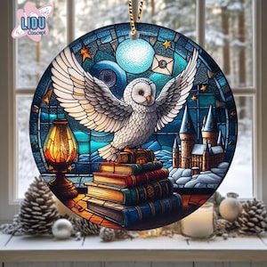 White Owl Ceramic Ornament, HGWs Ornament, Holiday Ornament, Christmas 2025, Christmas Decor , Best gift