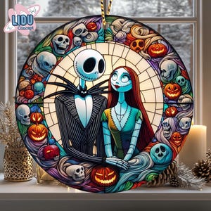 Jack Skellington Sally Ceramic Ornament, Movie Ornament, Personalized Nightmare Christmas Ornament, Christmas 2024, Best Gifts