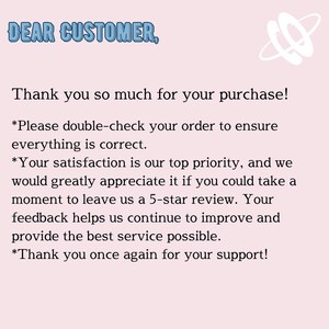 May include: A text-based message thanking customers for their purchase and encouraging them to leave a 5-star review. The message is written in a friendly and informal tone.