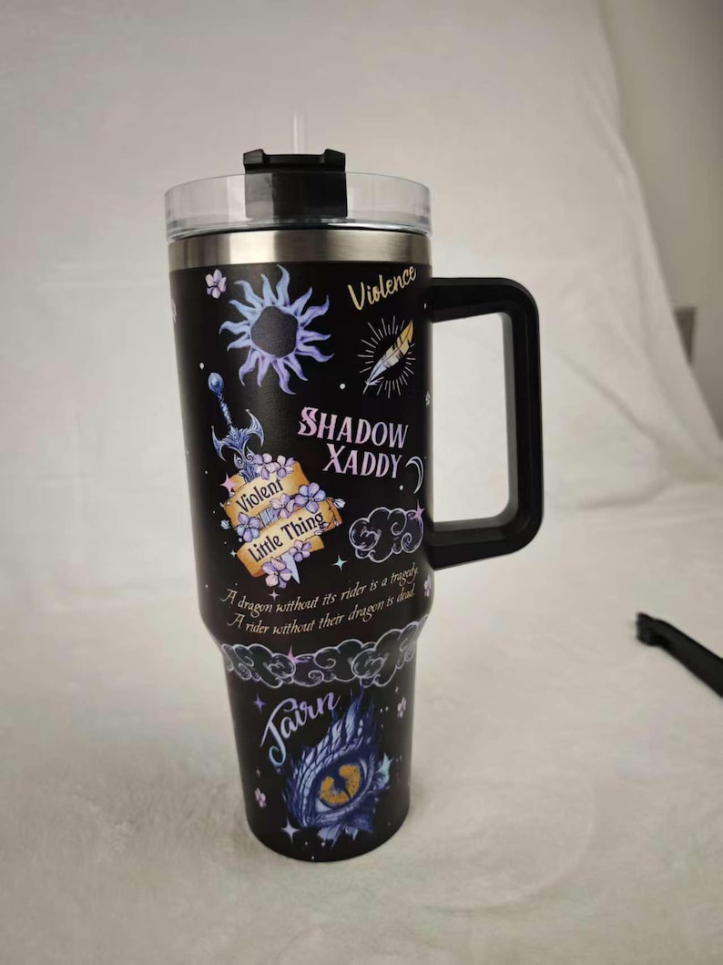Fourth Wing Tumbler, Riders Quadrant Cup, Tairn Andarna Mug, Shadow Daddy Gift, Fantasy Book Tumbler, Bookish Dragon Cup, Book Tumbler image 5