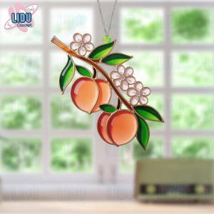 Peach Blossom Acrylic Suncatcher, Fruit Suncatcher, Mother's Day, Birthday Gift, Botanical, Elegant Floral, Summer Gift