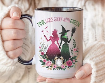 Witch Mug, Elphaba and Glinda Besties Ceramic Mug, Movie Coffee Cup, Wicked Musical Movie Fan, Witches Of Oz, Birthday Gift, Wicked Fan