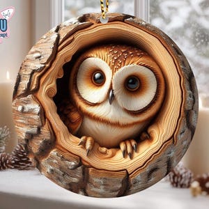 Owl Ceramic Ornament,  Owl 2D Flat Ornament, Holiday Ornament, Christmas 2025, Christmas Decor, Owl Lover, Halloween Gift, Halloween Decor