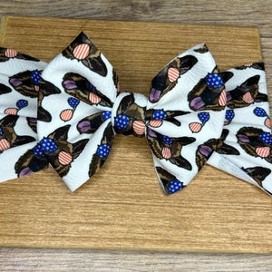 Patriotic German Shepherd Puppy Police Dog Baby Girl Hair Bow and Headwrap