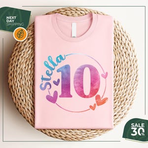 Personalized Birthday Girl Shirt | Custom Age With Kid Name Birthday Shirt | Birthday Gift | Customize 10th Birthday Tee | Ten Birthday Gift