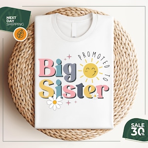 Big sister Shirt baby announcement | promoted to big sister personalised gift, siblings pregnancy reveal, kids tee cute shirt new sister