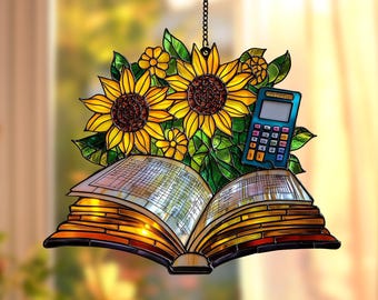 Science Math Teacher Acrylic Suncatcher, Math Teacher Faux Stained Glass Window Hanging, Teacher Appreciation Gift Lab Decor Science Teacher
