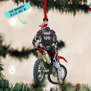 Custom Dirt Bike Ornament, Personalized Motocross Man Acrylic Decoration, Christmas Ornament for Racing Lovers, Unique Gift for Bikers