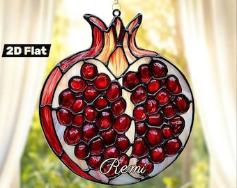 Pomegranate Suncatcher, Faux Stained Glass Window Hanging