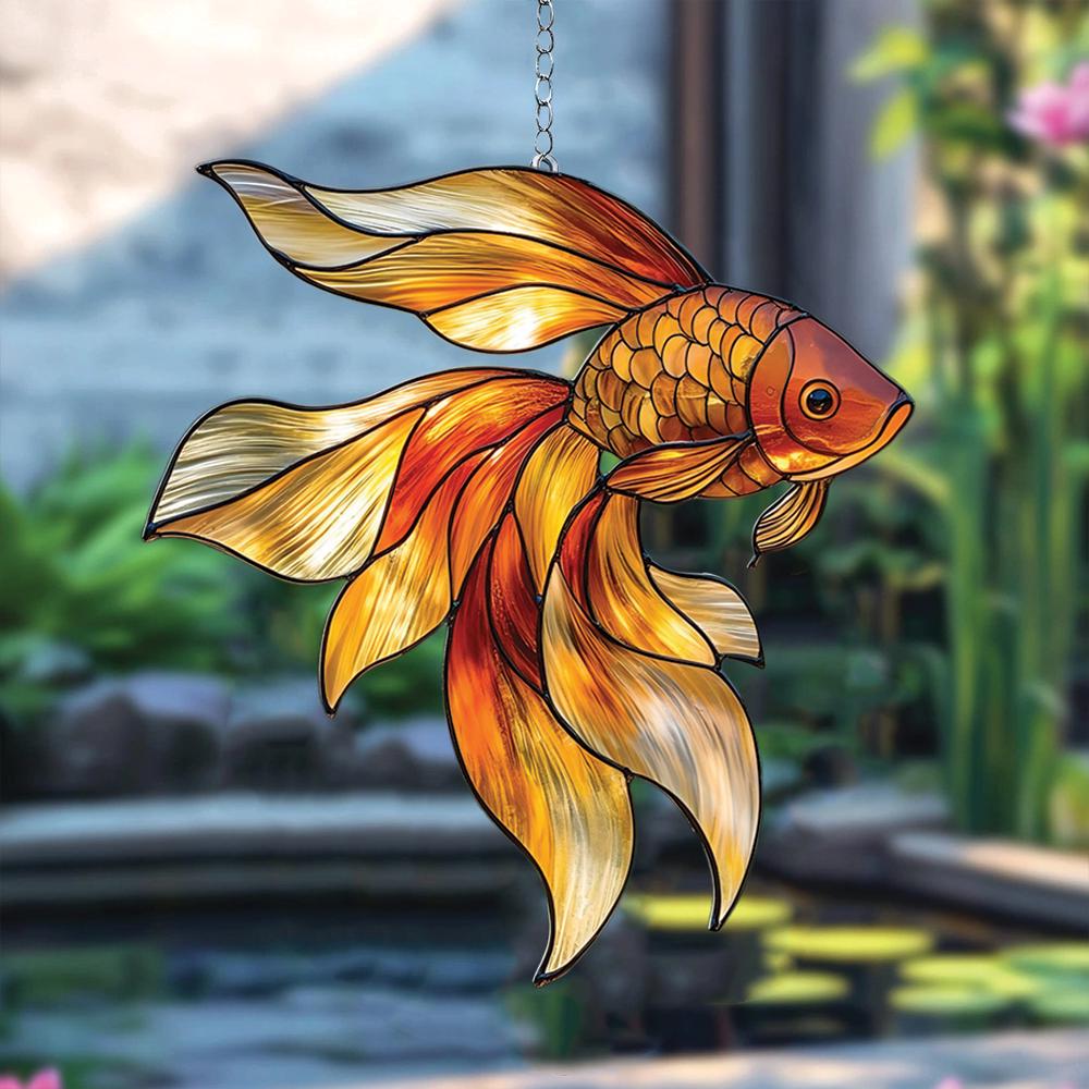 金魚 ガラスアート 壁掛け Glass goldfish - Etsy 日本
