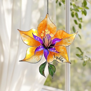 Rapunzel Blume Faux Glasmalerei Suncatcher, Verstrickte Blume Acryl Fensterbehang, Magische Blume Geschenk für Disney Fans Disney Prinzessin