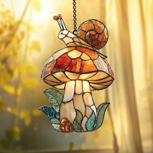 Finestra in vetro colorato finto a forma di fungo e lumaca, acchiappasole autunnale in acrilico, regalo per gli amanti della natura, accogliente decorazione per la casa in stile Cottagecore.