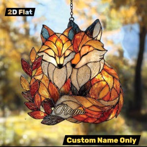 Pareja de zorros del bosque planos 2D de acrílico para colgar en la ventana, atrapasol de imitación de animales otoñales, idea de regalo romántica de animales del bosque.