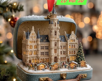 2D-platt anpassad Bryssel Grand-Place-prydnad 2D-platt resesouvenir julgransdekoration semesterresväska presentscen