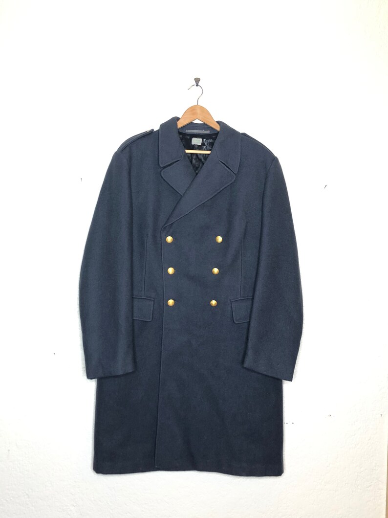 Vtg Widengrens Mens Wool Peacoat Jacket Xl Coat Gray Blue Swedish Military 1962