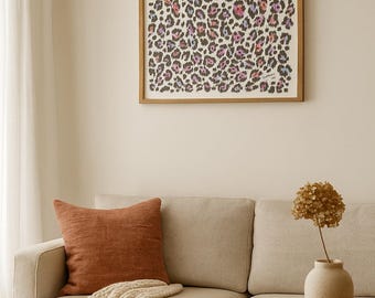 Colorful leopard print wall art, fashion printable posters, gallery wall, digital download