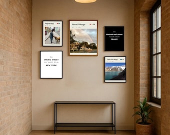 Travel photography gallery wall set of 5, modern city posters, minimalist editorial prints, urban wallart, digital download