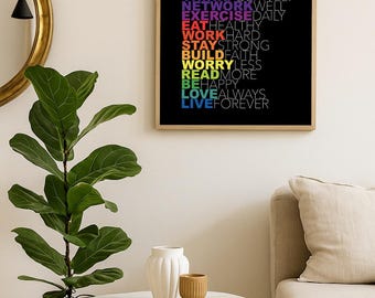 Motivational Typography Poster, Colorful Positive Quotes Wall Art, Modern Inspirational Print, Office Decor, Gym Wall Art Printable