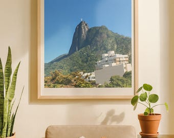 Christ the Redeemer Rio de Janeiro Poster, Brazil Travel Print, Corcovado Mountain Wall Art, Minimalist City Photography, Digital Download