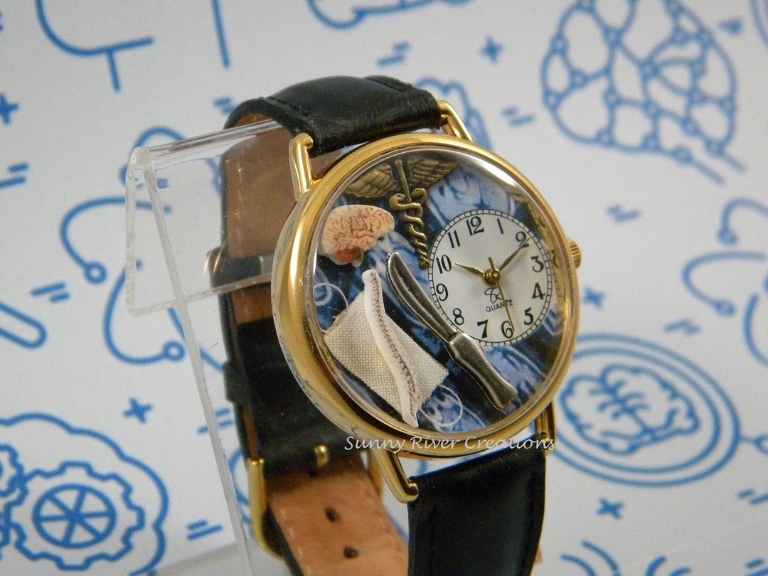 Neurosurgeon Watch With Caduceus, Knife, Mask, Brain and Spinal - Main Image