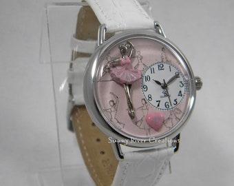 Ballerina Watch, ballet dancer recital music tutus gift for women and girls