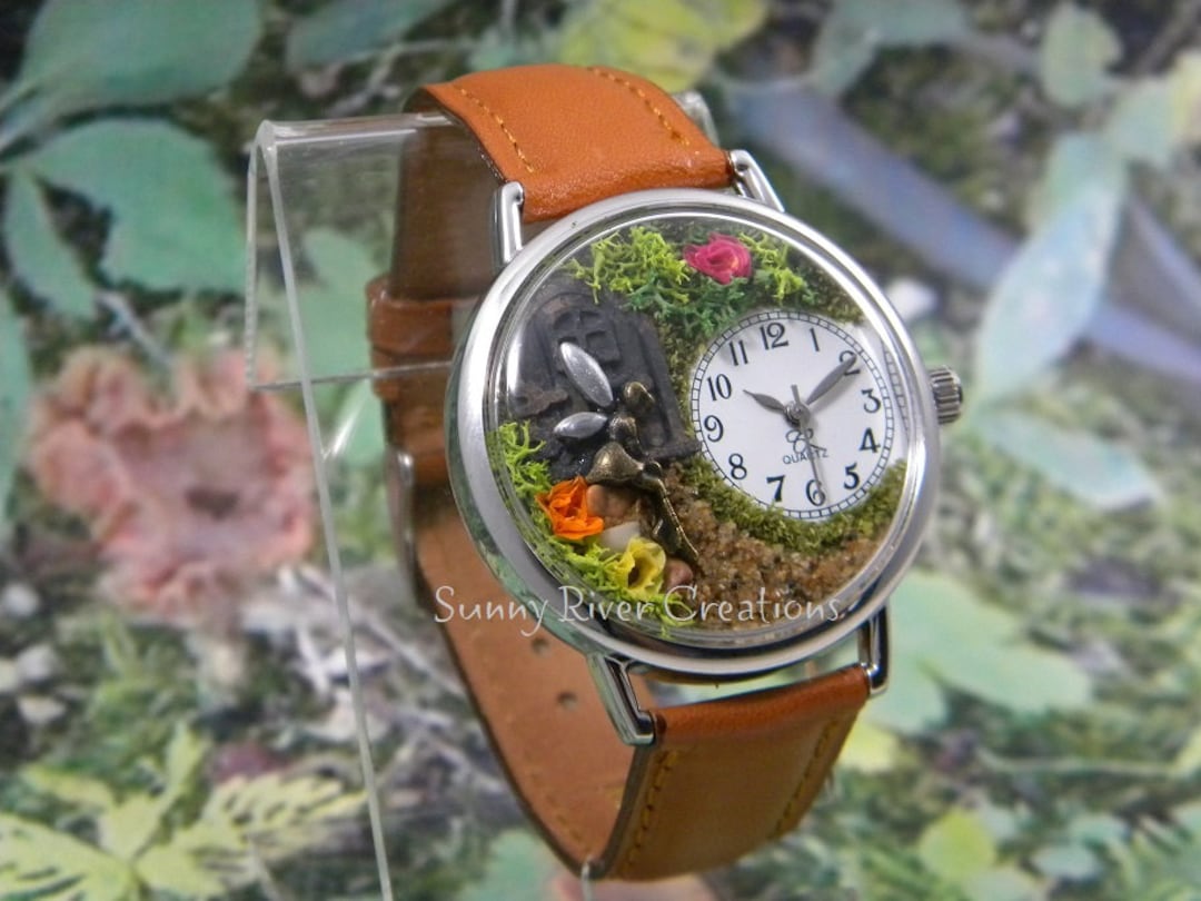 Fairy Garden Watch, Door, Path, Greenery, Flowers and Fairy