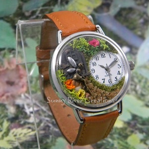 Fairy Garden Watch, door, path, greenery, flowers and fairy- personalize with the color flowers you want.