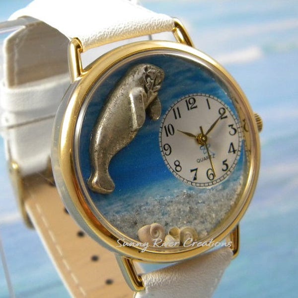 Manatee in the sea Watch with sand and shells, ocean, water, vacation, gift