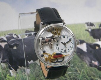 Veterinarian OR Veterinarian Technician Watch with Cow, Animal Doctor, pets, farm, cat, dog, gift, graduation