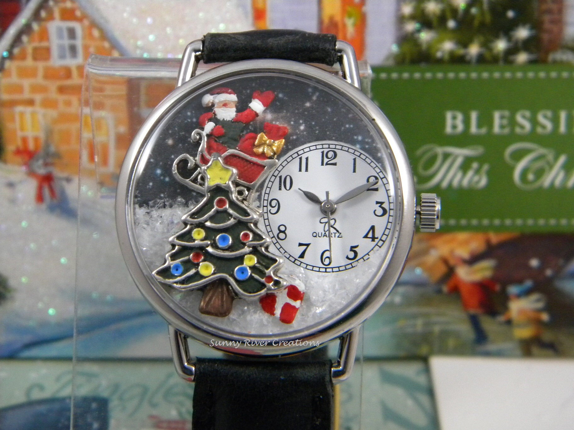 Christmas Watch With Santa Sleigh and Tree Snow Winter Etsy Canada