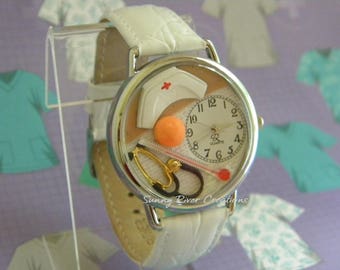 Nurses Watch with Gauze Bandage Cap Aspirin Stethoscope Thermometer gift graduation Christmas