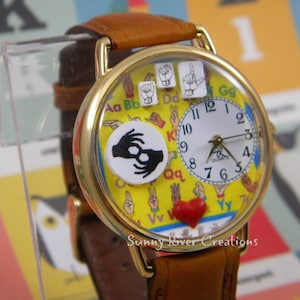 American Sign Language Interpreter Watch or I Love You ASL Watch, gift