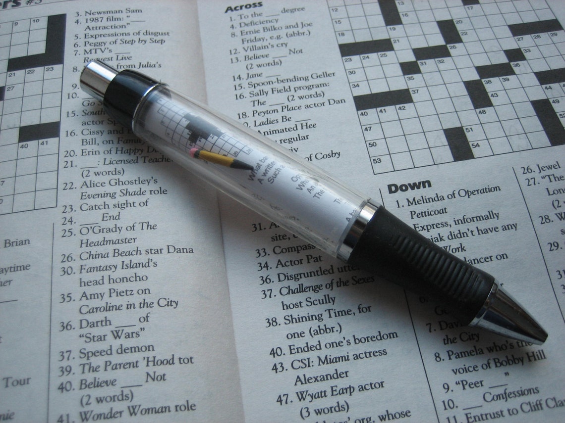 Crossword Puzzle Pen Etsy Crossword Puzzle Pen Etsy