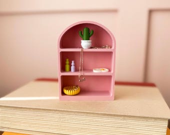 Mini Bookshelf Jewelry Holder: Nightstand Trinket Tray