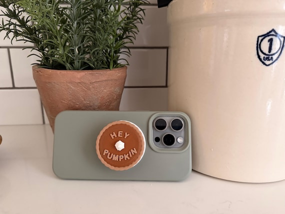 Hey Pumpkin Pie Phone Grip: 3D Printed Retractable MagSafe Compatible Fall Phone Grip view 4