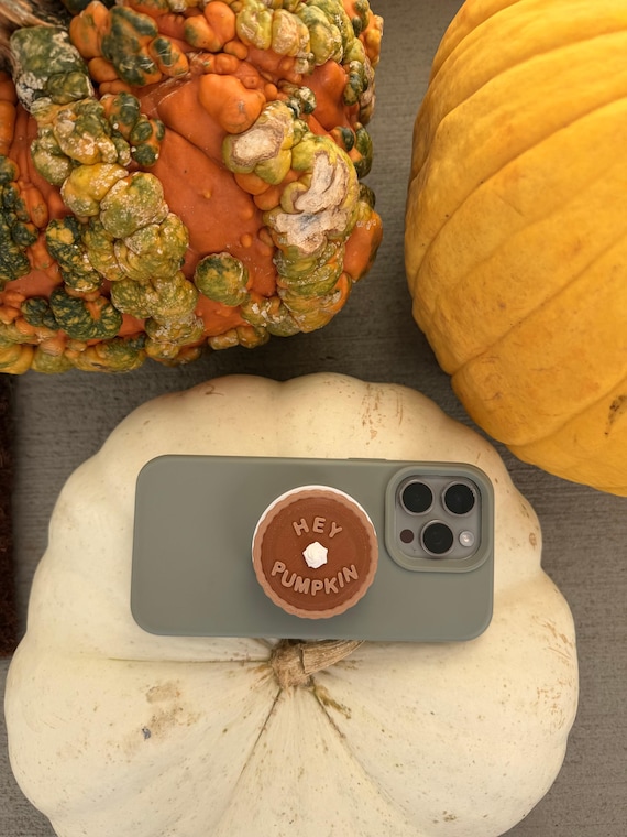 Hey Pumpkin Pie Phone Grip: 3D Printed Retractable MagSafe Compatible Fall Phone Grip view 1