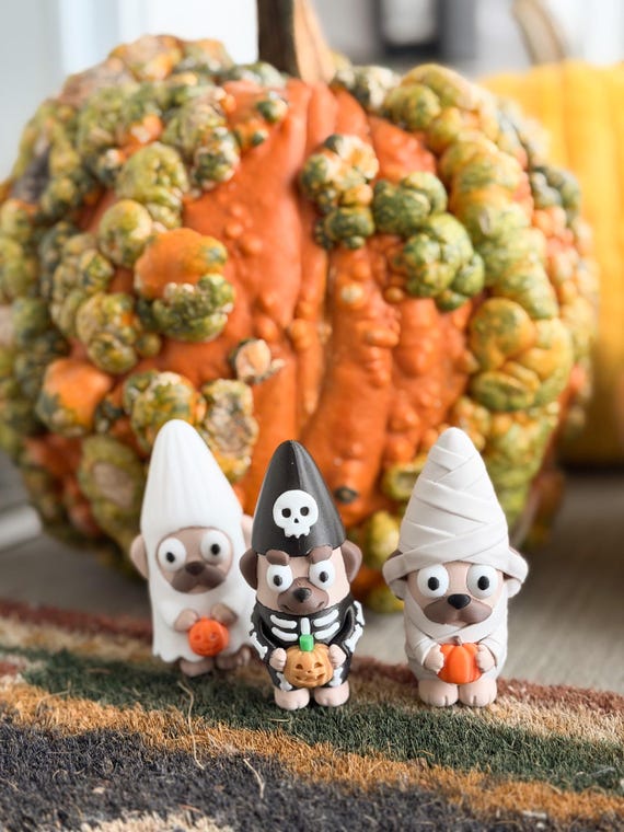 Bluey Inspired Halloween Gnomes - Ghost, Skeleton & Mummy Mini Gnomes, Spooky Garden or Home Decor