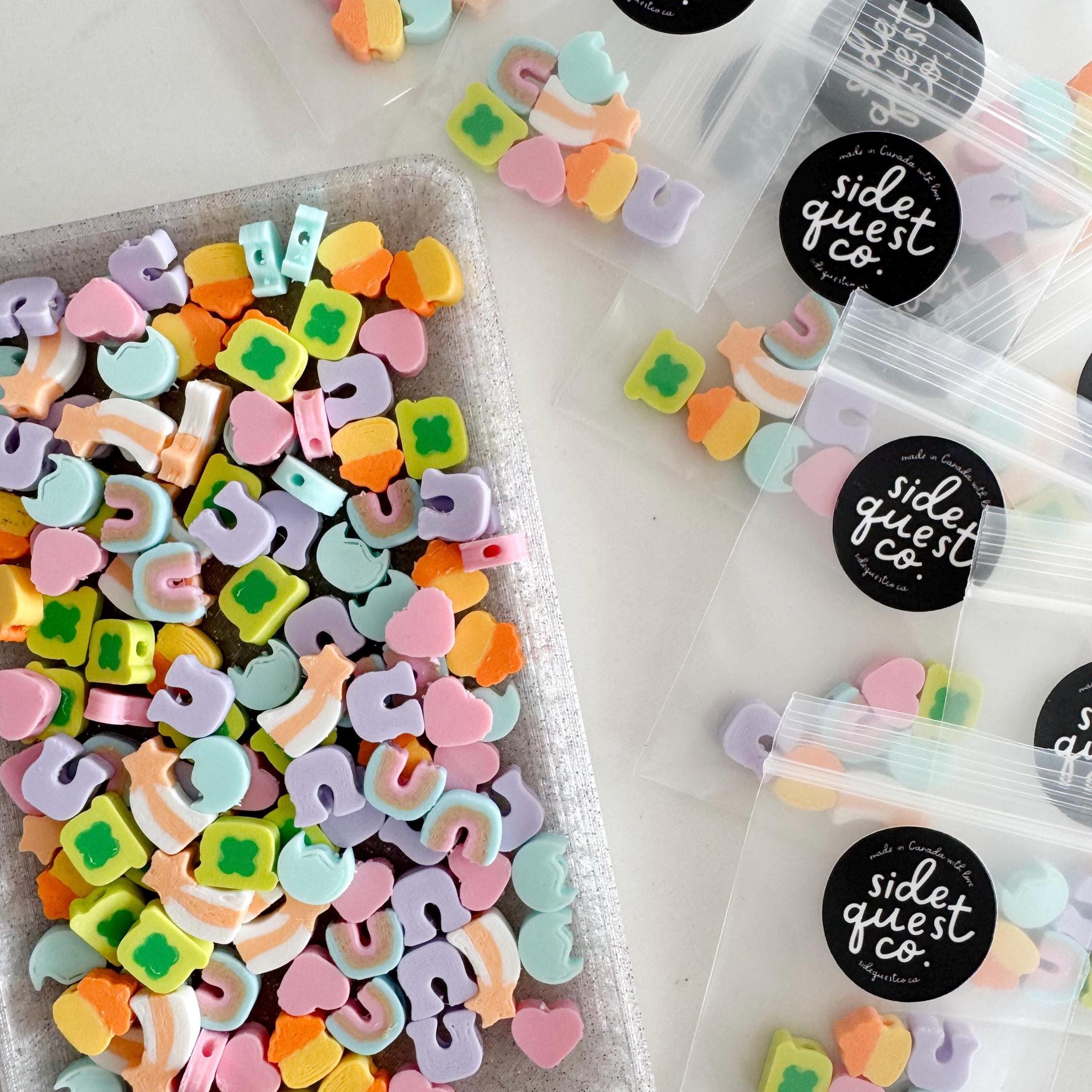 Lucky Charms Inspired 3D Printed Beads | 18 Friendship Bracelet Beads | Magically Delicious Marshmallow Shaped Beads