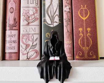 ACOTAR Shelf Sitter | Suriel Reading Ghost | Grim Reaper Figurine - with ACOWAR Book Attached!