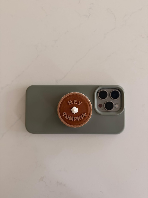 Hey Pumpkin Pie Phone Grip: 3D Printed Retractable MagSafe Compatible Fall Phone Grip view 2