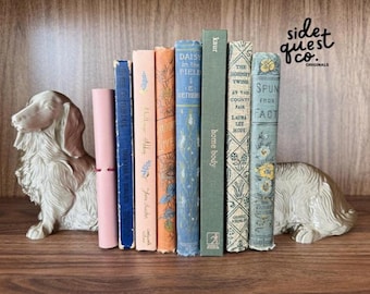 Juego de sujetalibros con forma de teckel – Par de teckels de pelo largo, decoración minimalista para biblioteca