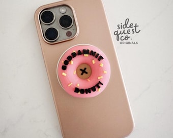 Goddamnit Donut Retractable Phone Grip for Dungeon Crawler Carl Fans | BookTok Fandom Accessory