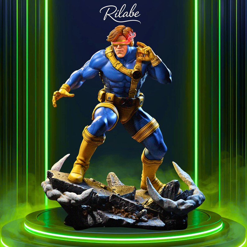 Cyclops Fanart STL Statue Deluxe Edition | 1/6 Scale | Energy Beam Pose | 3D STL Print File Model Instant Download image 1