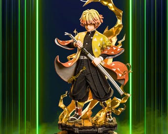 Thunder Swordsman + Bust - Anime Style STL 3D Model | Dynamic Figure Statue | Separated & Merged | STL + LYS | Pre-Supported
